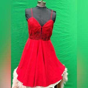 ❤️ Stunning Red Lace Bodice Skater Dress ❤️